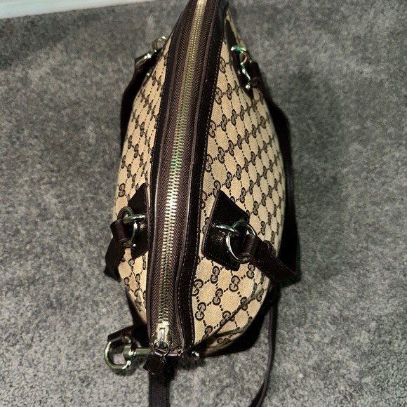 Gucci Charm Convertible Dome Satchel GG Canvas with Leather Medium - Picture 9 of 17